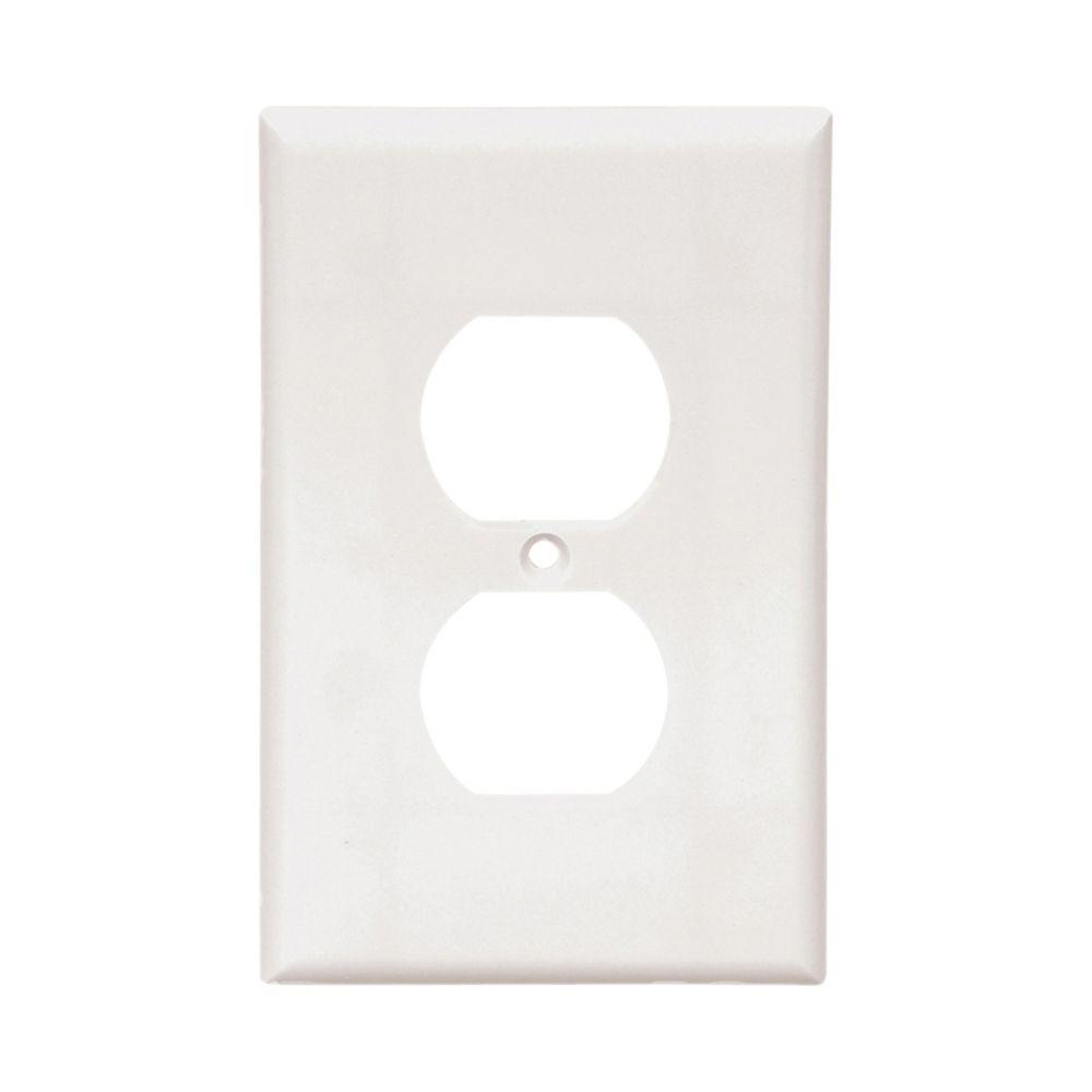 Wallplate 1G Dup Recp Thermoset Mid WH
