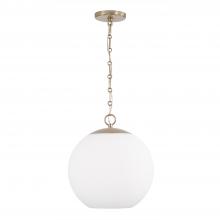  355812MA-552 - 1-Light Globe Pendant in Matte Brass with Soft White Glass and Alternating Loop Designer Chain