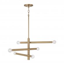  451261AD - 6-Light Modern Sputnik Chandelier in Aged Brass