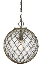 CAL Lighting FX-3576/1P - 15" Inch Tall Glass Pendant In Glass Rope Finish