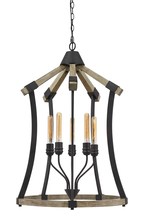  FX-3707-5 - Dali 60W X 5 Metal/Pine Wood Chandelier  (Edison Bulbs Not included)