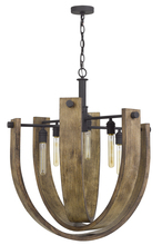  FX-3729-6 - 60W X 6 Padova Metal/Wood Chandelier (Edison Bulbs Are Not included)