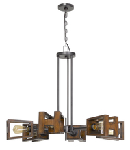  FX-3739-6 - 60W X 6 Biel Metal/Wood Chandelier (Edison Bulbs Not included)