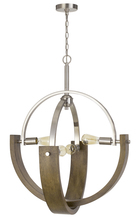  FX-3741-4 - 60W X 4 Rauma Metal/Wood Chandelier (Edison Bulbs Are Not included)