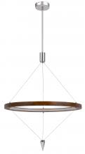  FX-3752-24 - Viterbo integrated dimmable LED pine wood pendant fixture with suspended steel braided wire. 24