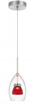  UP-128-CL-REDCL - Integrated dimmable LED glass mini pendant light. 6W, 450 lumen, 3000K