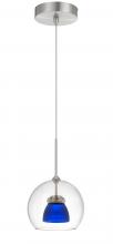  UP-335-CL-BLUFR - Integrated dimmable LED glass mini pendant light. 6W, 450 lumen, 3000K