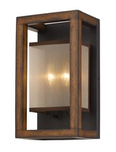  WL-3536-2 - 40W X 2 Rubber Wood Wall Sconce With Organza Shade (Edison Bulbs Not included)