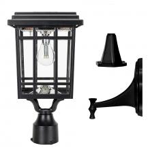  115B50033 - Grand Prairie Bulb Solar Light – Wall/Pier/3” Fitter Mounts – Black