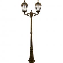  98B302 - Royal Bulb Double Head Lamp Post with GS Solar LED Light Bulb- Weathered Bronze Finish