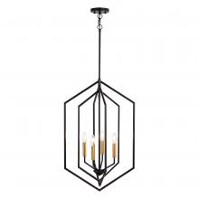  P0388 - Riley 18-in. 4 Light Pendant Black and Satin Brass