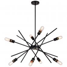  P0391 - Halsted 29.25-in 8 Light Pendant Black and Satin Brass