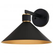  T0682 - Dunbar 12-in Outdoor Wall Light Matte Black and Gold