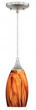  P0178 - Milano 4.75-in Mini Pendant Smoky Fire Glass Satin Nickel