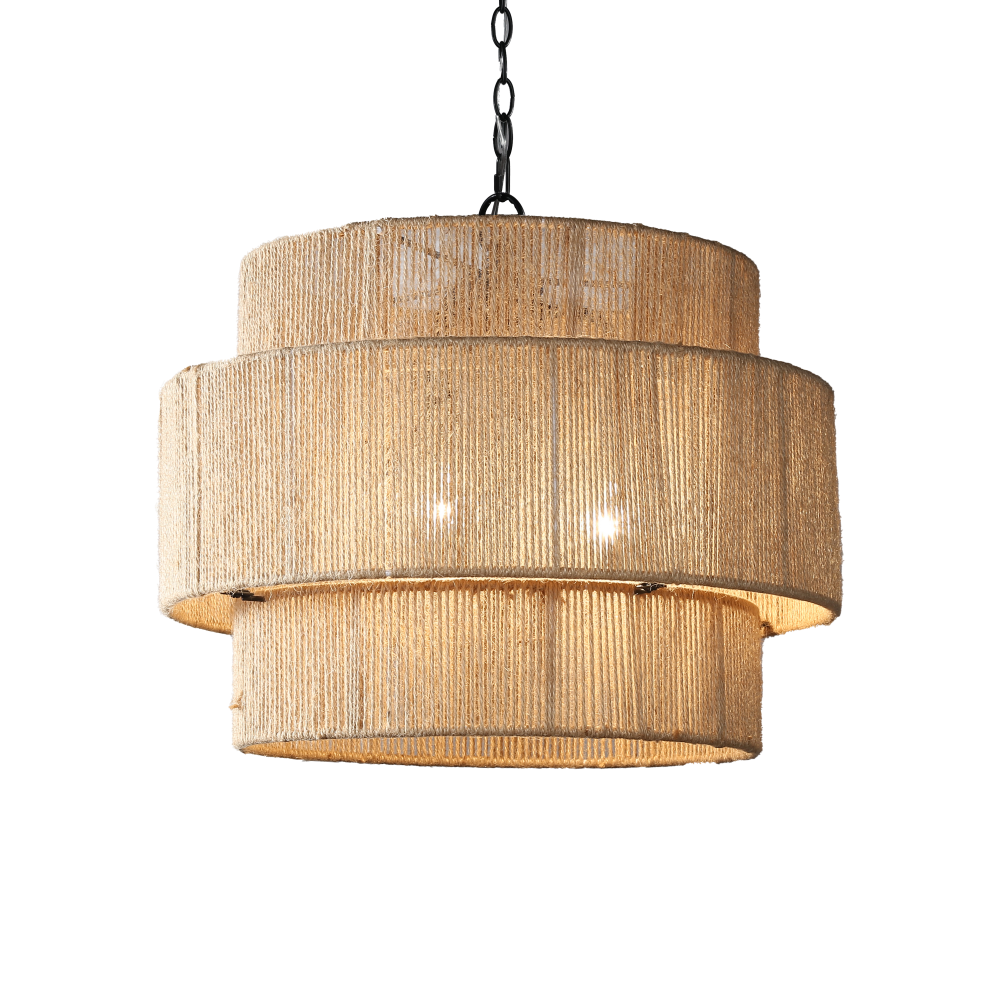 Whitsunday Double Drum Abaca Chandelier