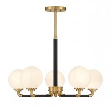  V6-L1-9605-5-143 - Dresden 5-Light Chandelier in Matte Black with Warm Brass Accents