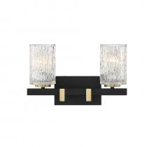 Lighting One US L8-3601-2-143 - Keene 2-Light Bathroom Vanity Light in Matte Black with Warm Brass Accents