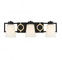 Lighting One US L8-4450-3-143 - Russo 3-Light Bathroom Vanity Light in Matte Black with Warm Brass Accents