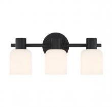  V6-L8-9022-3-BK - Strand 3-Light Bathroom Vanity Light in Matte Black