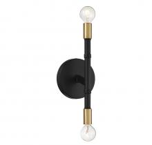 Lighting One US L9-5612-2-143 - Rossi 2-Light Wall Sconce in Matte Black with Warm Brass Accents