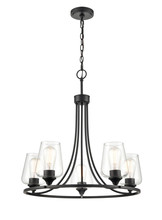  9725-MB - Ashford 5-Light Chandelier Ceiling Light Matte Black