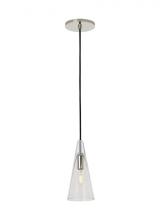  SLPD280CN - Sean Lavin Lustra 1-light dimmable small accent pendant with polished nickel finish and glass shade