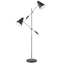  130F-BK-PC - 2LT Floor Lamp, Matte Black Metal Shade, PC