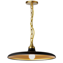  QTN-181P-MB-AGB - 1LT Incand Pendant, AGB w/ MB & GLD Shade