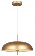  LPL287A01PGD - KELVIN 1 Light Integrated LED Gold Contemporary Pendant with Gold Glass Shade