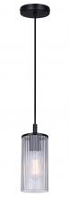  IPL1165A01BK-CR - KINSLEA 60-Watt 1 Light Matte Black Mid Century Modern Pendant with Clear Glass Shade