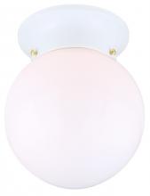  ICL911 - Ceiling, 6" Round Globe, White Opal Glass, 60W Type A