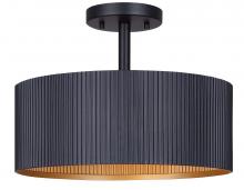  ISF1119A02BK - Rexton 13 in. 2-Light 60-Watt Modern Matte Black Semi-Flush Mount with Matte Black and Gold