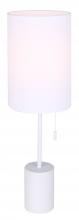  ITL1164A23WH - FLINT 23 in. White Table Lamp with White Fabric Shade and Pull Chain Switch