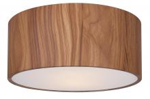  IFM318A13BKW - Dexter 13 in. 2-Lt 15 W Mid Century Modern Matte Black Flush Mount with Faux Woodgrain Metal Shade