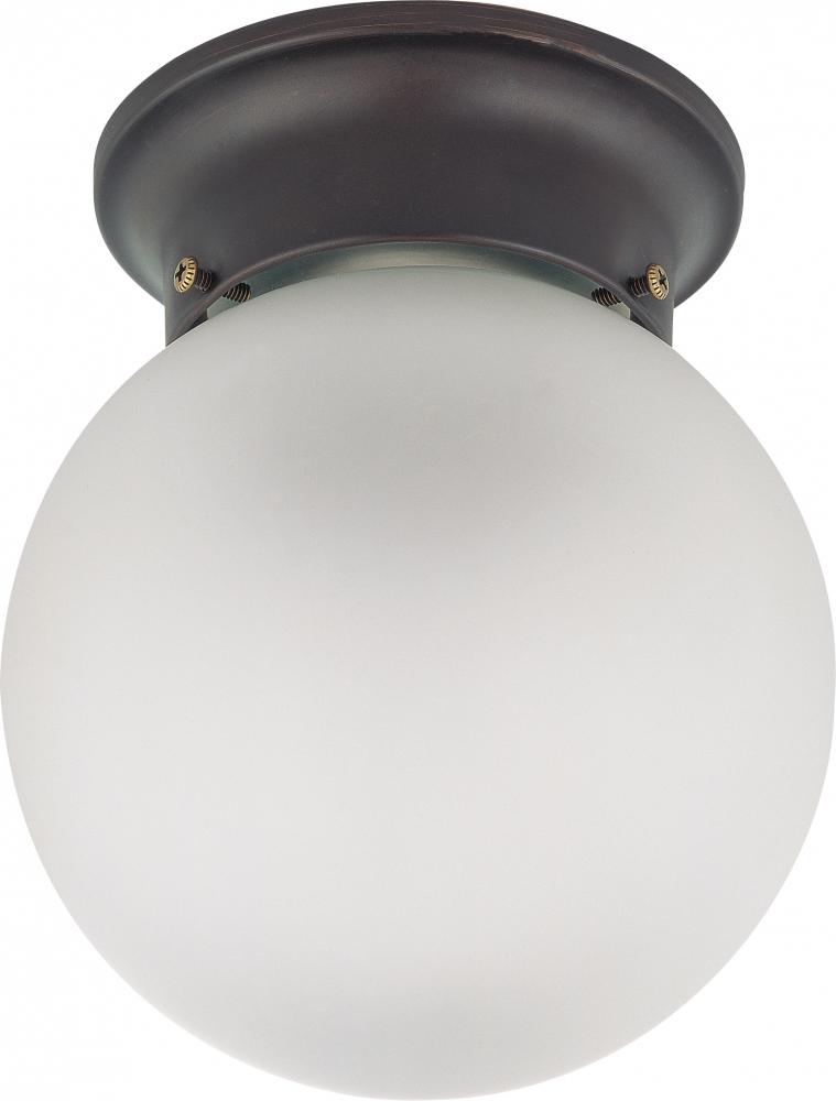 1 Light 6" Ceiling Mount with Frosted White Glass; Color retail packaging