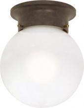 Nuvo 60/247 - 1 Light - 6" Flush with White Glass - Old Bronze Finish