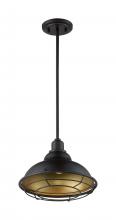  60/7014 - Newbridge - 1 Light Pendant with- Dark Bronze and Gold Finish