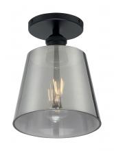  60/7333 - Motif - 1 Light Semi-Flush with Smoked Glass - Black and Smoked Glass Finish