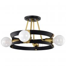  60/7866 - Marsden 4 Light Semi Flush; Matte Black and Natural Brass Finish