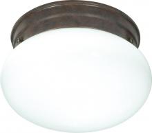 Nuvo SF76/600 - 1 Light - 8" Flush with White Glass - Old Bronze Finish