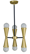  3033 PN/MBLACK - 6-Light Polished Nickel/Matte Black Equinox Chandelier