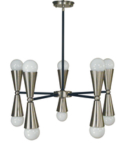  3035 SB/MBLACK - 10-Light Satin Brass/Matte Black Equinox Chandelier