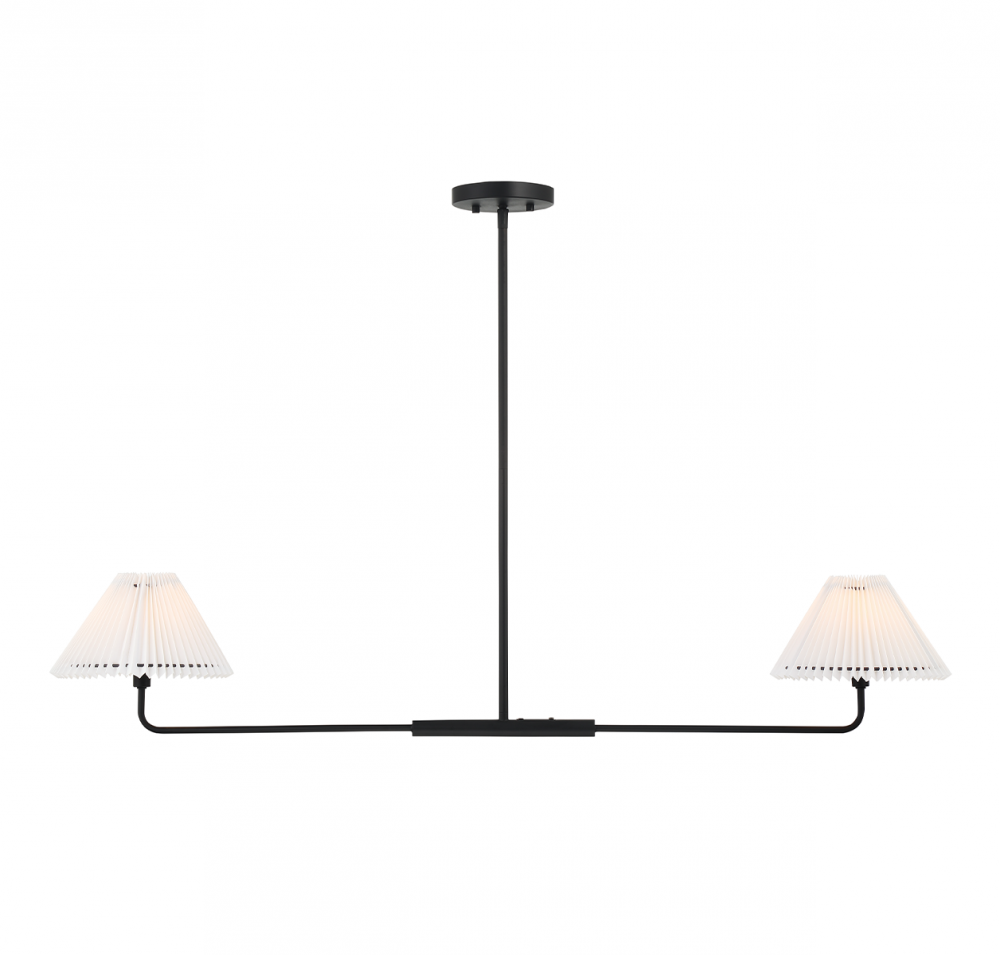 2-Light Linear Chandelier in Matte Black