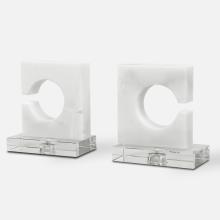  17864 - Clarin White & Gray Bookends, S/2