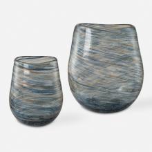  18158 - Aurora Swirl Glass Vases, S/2