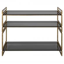  22973 - Stacked Up Gray Glass Console Table