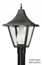  612-BK - VANGUARD POST LANTERN BLACK W/CLEAR BEVELED LENS