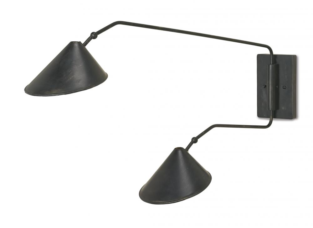 Serpa Black Double Swing-Arm Wall Sconce