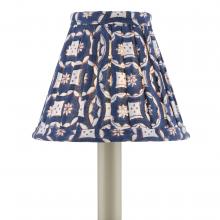  0900-0007 - Block Print Navy Multi Pleated Chandelier Shade