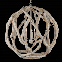  9000-1133 - Driftwood Whitewash Orb Chandelier